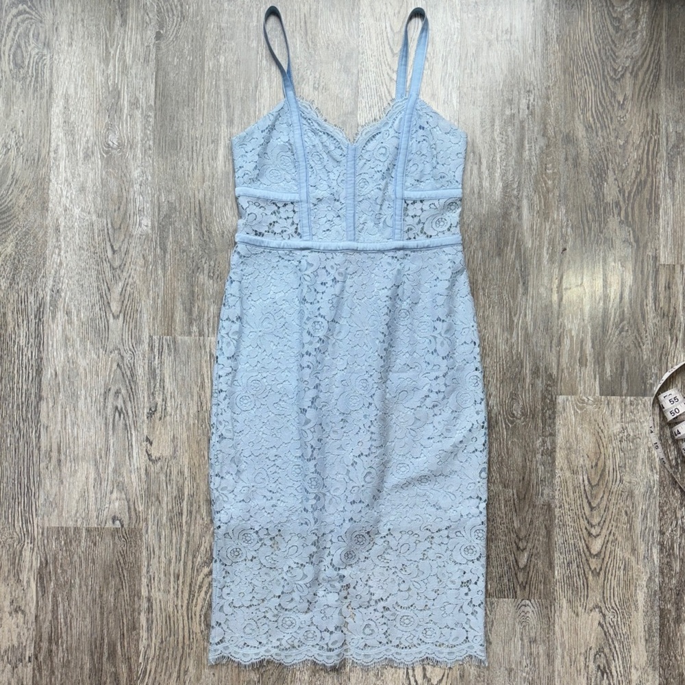 Express Lace Midi Dress in Light Blue